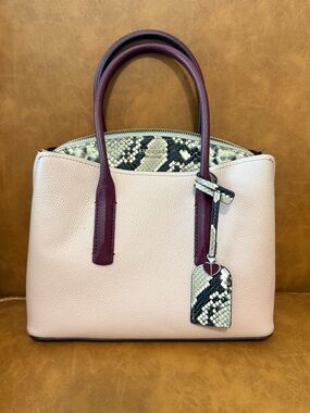 kate spade Pink Leather Satchel with Snake-Print Accent